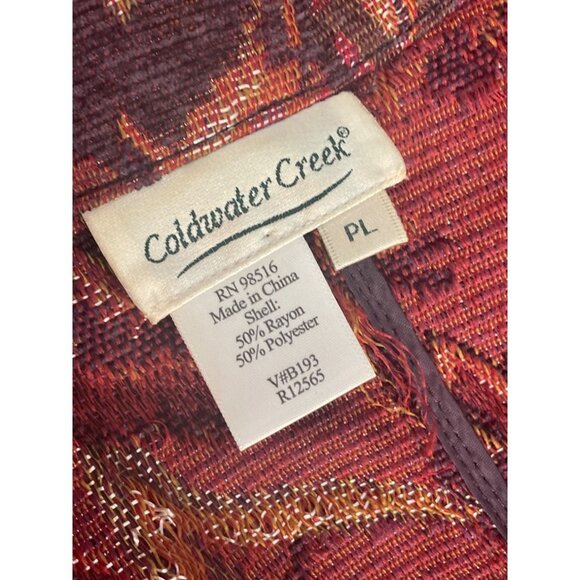 Coldwater Creek Dark Fall Colors Heavy Brocade Fabric Blazer Jacket Sz LP - Picture 5 of 9